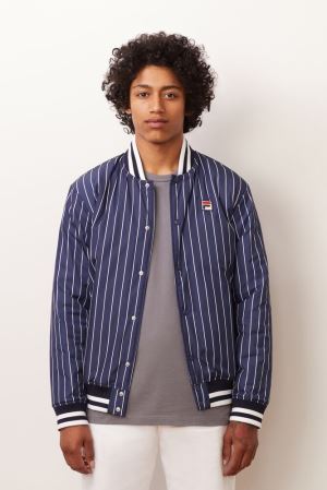 FILA Lakeland Bomber Jackets Navy / White,Mens Clothing | CA.YTGVNO265